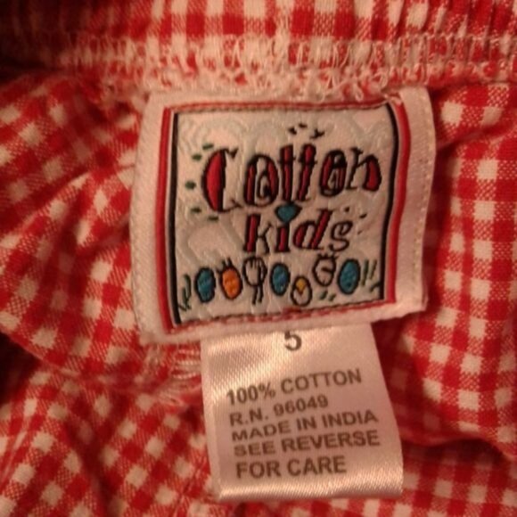 Cotton Kids Size 5 Shorts Red Gingham Check Elastic Waist 100% Cotton - Picture 5 of 5